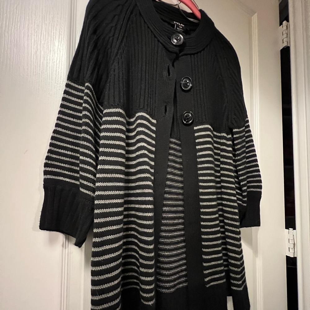 Black and gray button sweater from FYLO. Size Large